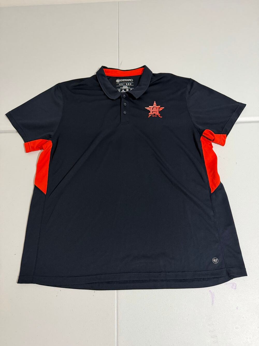 Houston Astros Polo Shirt Men’s XXL ’47 Forward Navy Orange Performance MLB